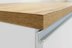 Cucina|Mobili Dispensa > Dmora Isola cucina compatta per piccoli spazi 125x90x90h cm bianca lucida e rovere - Analiza Marrone Rovere, Bianco Lucido