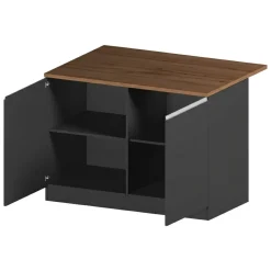 Isola cucina con ante e cassetti 125x90x90h cm antracite e rovere - Analiza