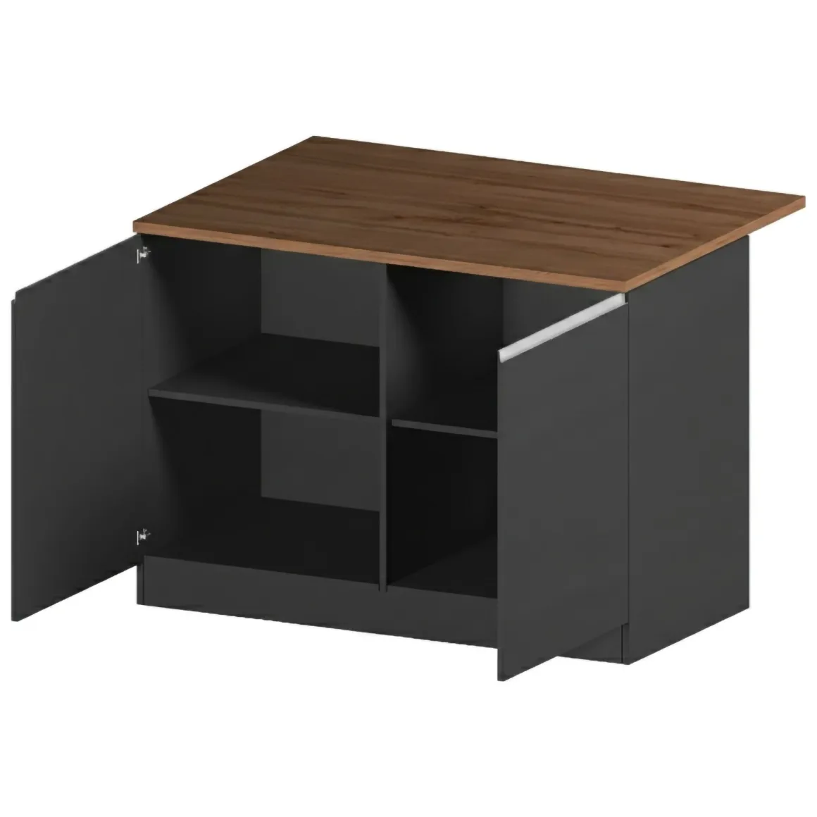 Isola cucina con ante e cassetti 125x90x90h cm antracite e rovere - Analiza