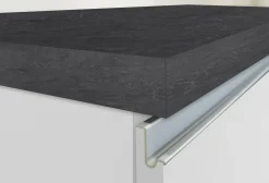 Cucina|Mobili Dispensa > Dmora Isola cucina con piano lavoro ampio 160x90x90h cm bianca lucida e ardesia - Abern Grigio Ardesia, Bianco Lucido