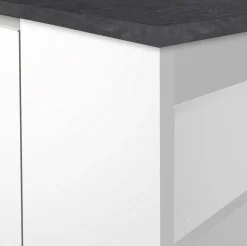 Cucina|Mobili Dispensa > Dmora Isola cucina con piano lavoro ampio 160x90x90h cm bianca lucida e ardesia - Abern Grigio Ardesia, Bianco Lucido