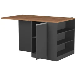 Isola cucina con vani contenitori 160x90x90h cm antracite e rovere - Abern