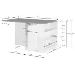 Isola cucina con vani contenitori 160x90x90h cm antracite e rovere - Abern