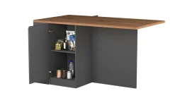 Isola cucina con vani contenitori 160x90x90h cm antracite e rovere - Abern