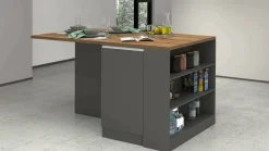 Isola cucina con vani contenitori 160x90x90h cm antracite e rovere - Abern