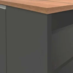 Isola cucina con vani contenitori 160x90x90h cm antracite e rovere - Abern