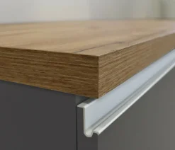 Isola cucina con vani contenitori 160x90x90h cm antracite e rovere - Abern