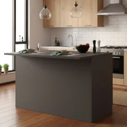 Cucina|Mobili Dispensa > Dmora Isola cucina economica 125x90x90h cm antracite e ardesia - Analiza Grigio Ardesia, Nero Antracite