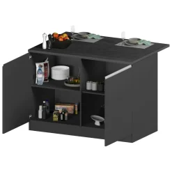 Cucina|Mobili Dispensa > Dmora Isola cucina economica 125x90x90h cm antracite e ardesia - Analiza Grigio Ardesia, Nero Antracite