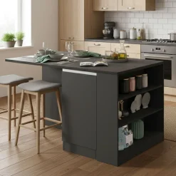Isola cucina grande multifunzione 160x90x90h cm antracite e ardesia - Abern