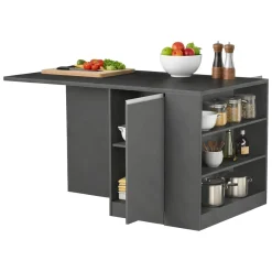 Isola cucina grande multifunzione 160x90x90h cm antracite e ardesia - Abern