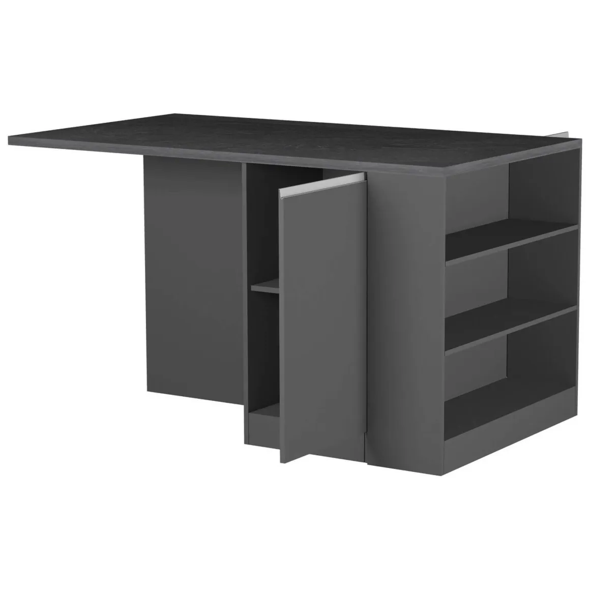Isola cucina grande multifunzione 160x90x90h cm antracite e ardesia - Abern