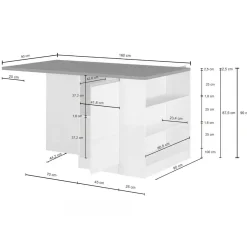 Isola cucina grande multifunzione 160x90x90h cm antracite e ardesia - Abern