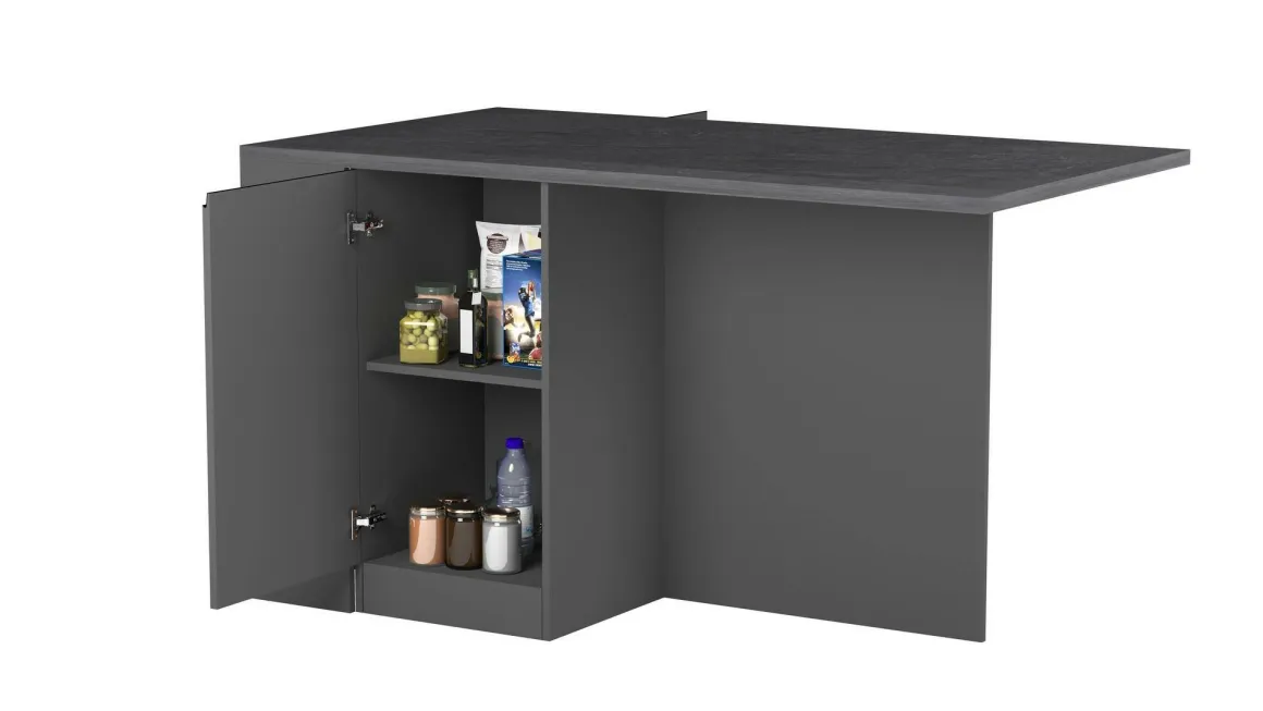 Isola cucina grande multifunzione 160x90x90h cm antracite e ardesia - Abern