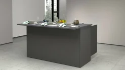 Cucina|Mobili Dispensa > Dmora Isola cucina minimal con ante 155x90x90h cm antracite e ardesia - Tartaro Grigio Ardesia, Nero Antracite