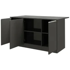 Cucina|Mobili Dispensa > Dmora Isola cucina minimal con ante 155x90x90h cm antracite e ardesia - Tartaro Grigio Ardesia, Nero Antracite