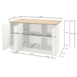 Cucina|Mobili Dispensa > Dmora Isola cucina minimal con ante 155x90x90h cm antracite e ardesia - Tartaro Grigio Ardesia, Nero Antracite