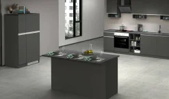 Cucina|Mobili Dispensa > Dmora Isola cucina minimal con ante 155x90x90h cm antracite e ardesia - Tartaro Grigio Ardesia, Nero Antracite