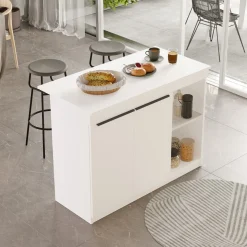 Mobili Dispensa > Dmora Isola da Cucina 2 Ripiani 4 Ante 160x60x90h cm, 4 Vani - Oviglio Bianco