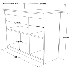 Mobili Dispensa > Dmora Isola da Cucina 2 Ripiani 4 Ante 160x60x90h cm, 4 Vani - Oviglio Bianco