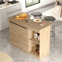 Mobili Dispensa > Dmora Isola da Cucina 2 Ripiani 4 Vani 160x60x90h cm, 4 Ante - Fossalto Marrone Rovere