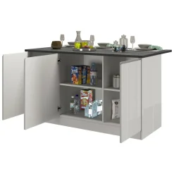 Isola per cucina moderna 155x90x90h cm bianca lucida e ardesia - Tartaro