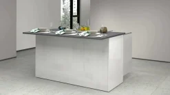 Isola per cucina moderna 155x90x90h cm bianca lucida e ardesia - Tartaro