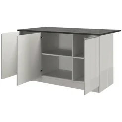 Isola per cucina moderna 155x90x90h cm bianca lucida e ardesia - Tartaro
