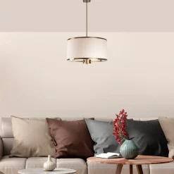 Lampade A Sospensione > Dmora Lampada a Sospensione Bianco oro 942flg1371 Colore Struttura oro - Rovegno Oro, Bianco