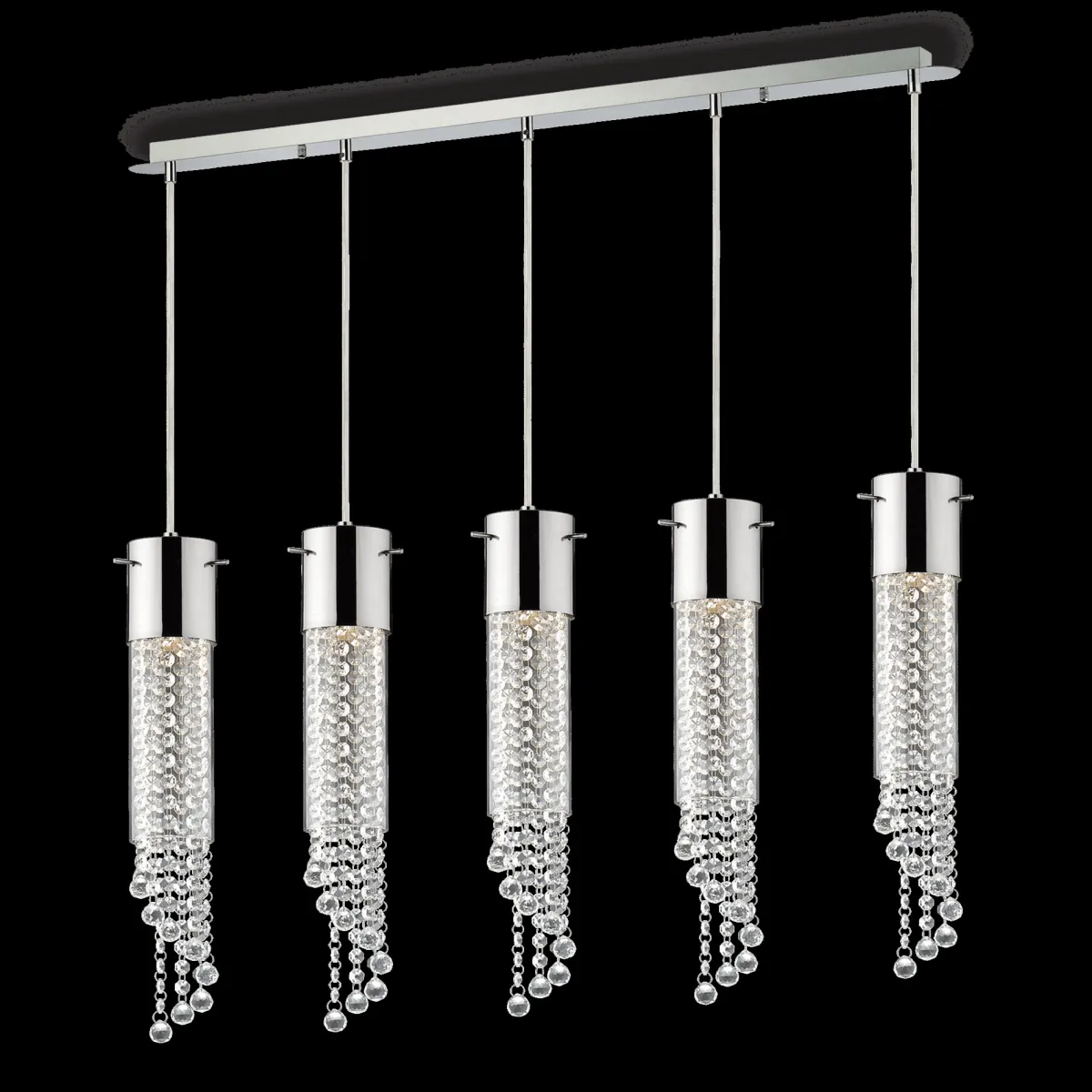 Lampade A Sospensione > Dmora Lampada a sospensione, Lampadario, Luminare sospeso, Lampada a pendente, 100x8h47 cm, Trasparente
