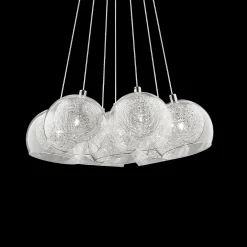Lampada a sospensione, Lampadario, Luminare sospeso, Lampada a pendente, 38x38h33 cm, Cromo