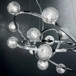 Lampada a sospensione, Lampadario, Luminare sospeso, Lampada a pendente, 61x61h36 cm, Cromo