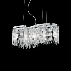 Lampada a sospensione, Lampadario, Luminare sospeso, Lampada a pendente, 65x19h40 cm, Cromo