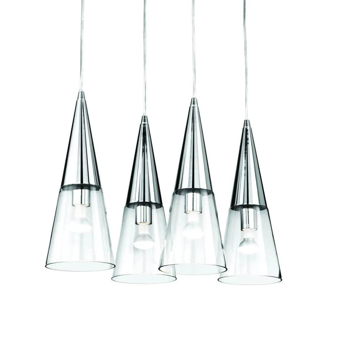 Lampade A Sospensione > Dmora Lampada a sospensione, Lampadario, Luminare sospeso, Lampada a pendente, 80x12h15 cm, Cromo Argento