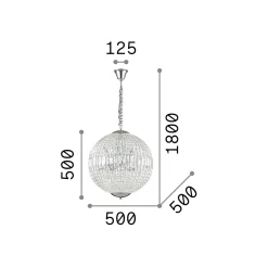 Lampada a sospensione LUXOR SP8, Lampadario, Luminare sospeso, Lampada a pendente, 50x50h75 cm, Cromo