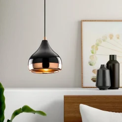 Lampade A Sospensione > Dmora Lampada a Sospensione Nero Marrone Rame 892opv1753 Colore Struttura Marrone - Valbruna Marrone Rame, Nero