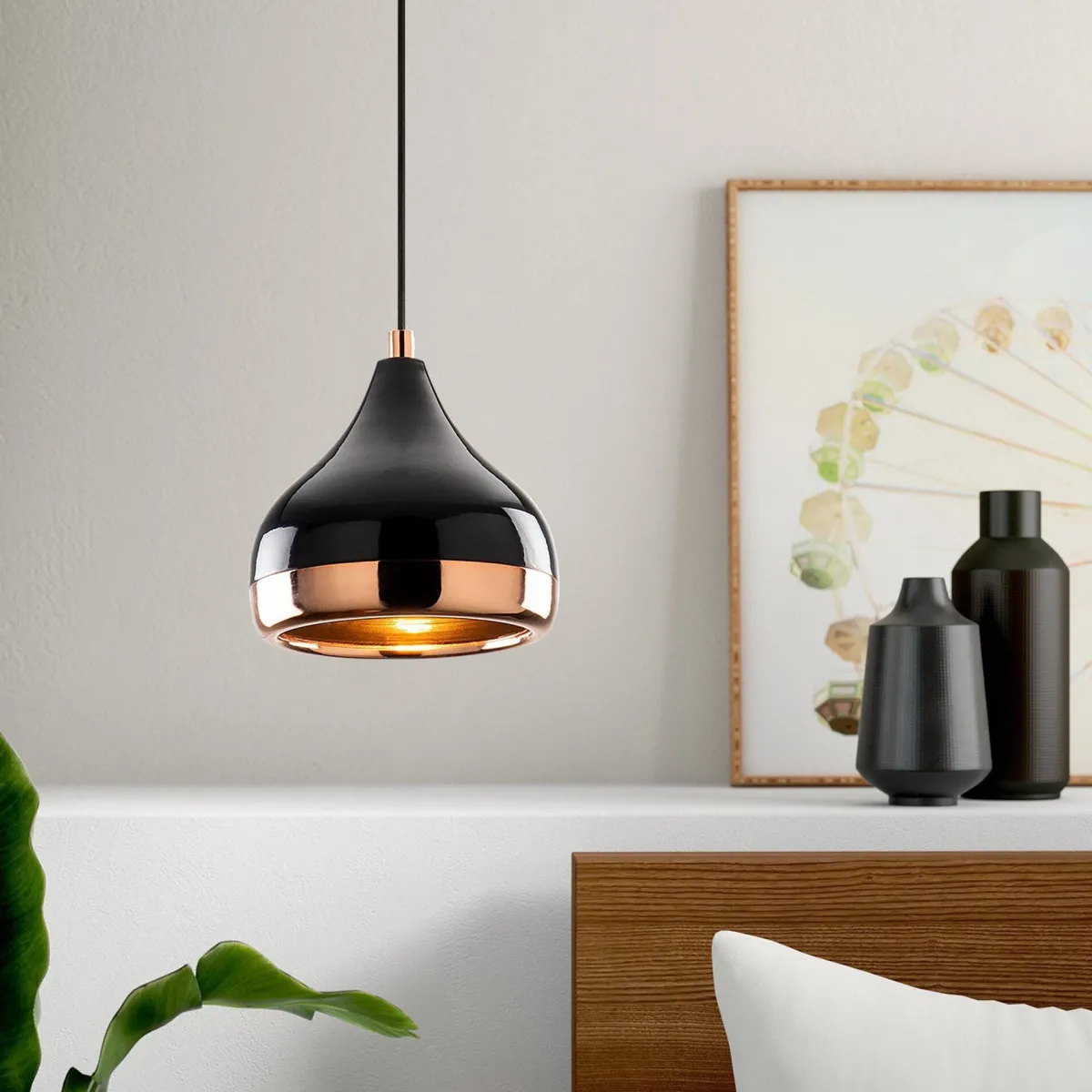 Lampade A Sospensione > Dmora Lampada a Sospensione Nero Marrone Rame 892opv1753 Colore Struttura Marrone - Valbruna Marrone Rame, Nero