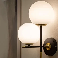 Lampada da Parete Nero oro Necessarie 2 Lampadine Attacco e14, Indoor - Valpar