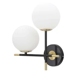 Lampada da Parete Nero oro Necessarie 2 Lampadine Attacco e14, Indoor - Valpar
