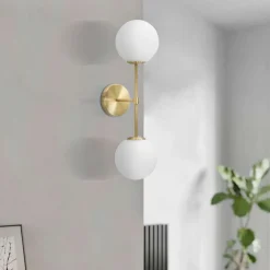 Lampada da Parete oro Bianco Necessarie 2 Lampadine Attacco e14, Indoor - Taroud