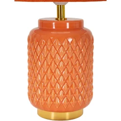 Lampade Da Tavolo > Dmora Lampada da Tavolo Arancione oro Necessaria 1 Lampadina Attacco e27, Paralume - Cordov Oro, Arancione