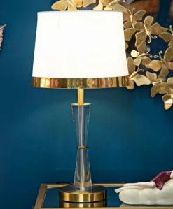 Lampada da tavolo Arriccio, 30x30 h56 cm, Bianco e Oro