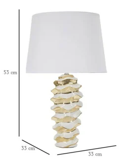 Lampade Da Tavolo > Dmora Lampada da tavolo Ashcan, 33x33 h53 cm, Bianco e Oro Oro, Bianco