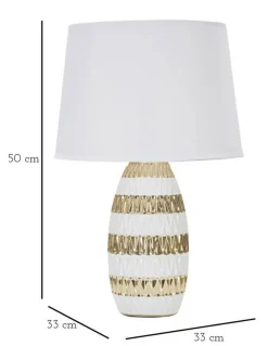 Lampada da tavolo Barr, 33x33 h50 cm, Bianco e Oro