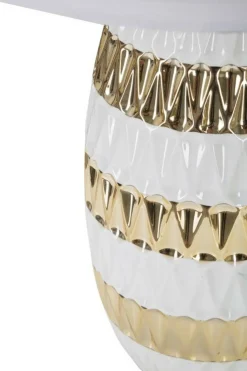 Lampada da tavolo Barr, 33x33 h50 cm, Bianco e Oro