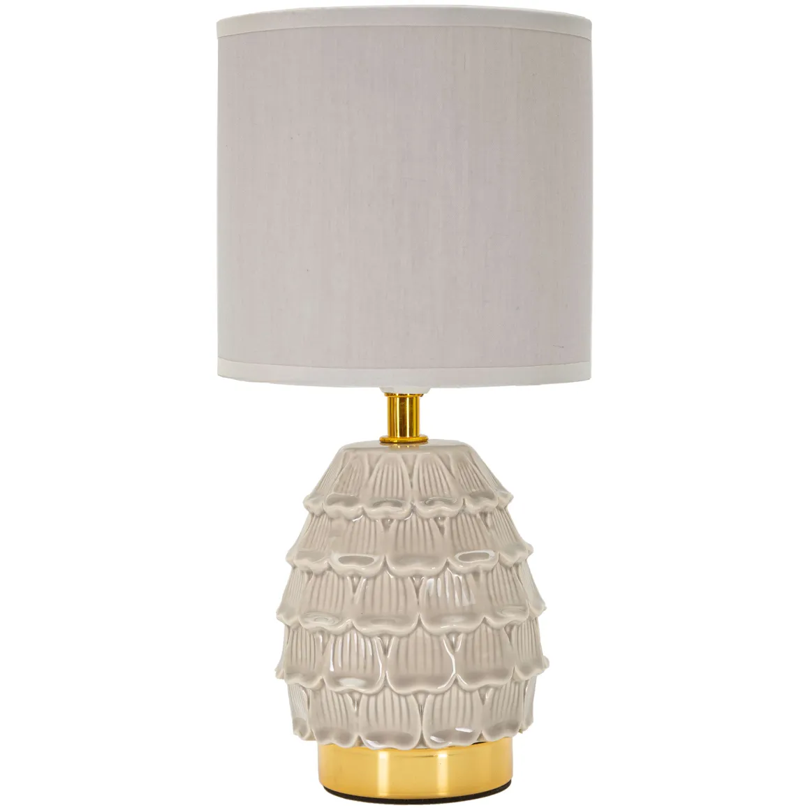 Lampada da Tavolo Beige oro Necessaria 1 Lampadina Attacco e14, Paralume - Talkee
