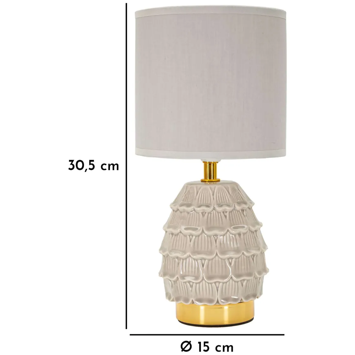 Lampada da Tavolo Beige oro Necessaria 1 Lampadina Attacco e14, Paralume - Talkee