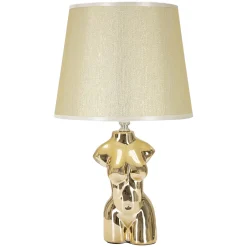 Lampada da Tavolo Beige oro Necessaria 1 Lampadina Attacco e27, Paralume - Bafapa