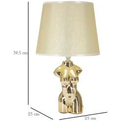 Lampada da Tavolo Beige oro Necessaria 1 Lampadina Attacco e27, Paralume - Bafapa