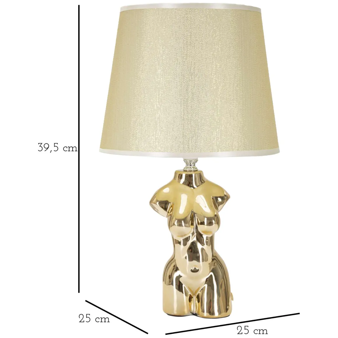 Lampada da Tavolo Beige oro Necessaria 1 Lampadina Attacco e27, Paralume - Bafapa